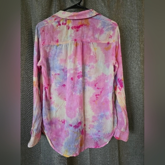 Anthropologie X Pilcro The Cate Class Tie Dye Button Down Shirt Pink Size Small - Picture 2 of 4